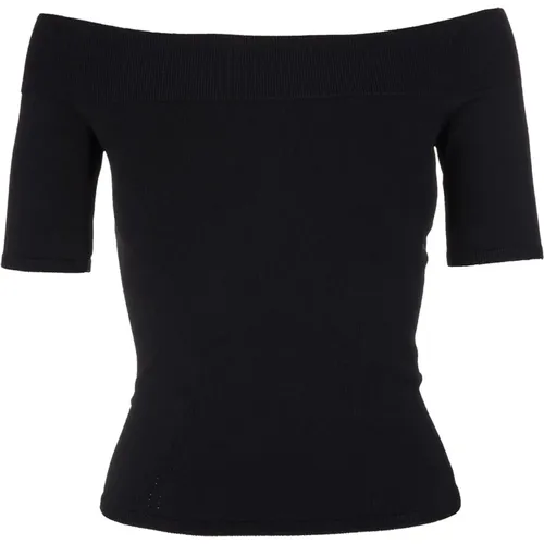 Ribbed Off-Shoulder Top , female, Sizes: M, L, 2XS, XS, S, XL - alexander mcqueen - Modalova