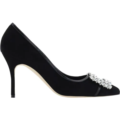 Leather Pumps with Swarovski Crystal Buckle , female, Sizes: 3 UK - Manolo Blahnik - Modalova