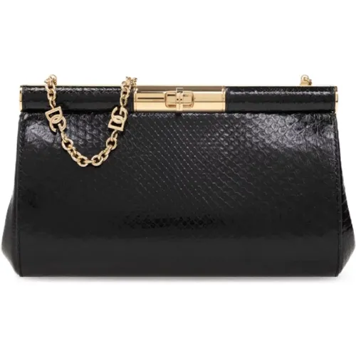 Snakeskin Effect Leather Clutch Bag , female, Sizes: ONE SIZE - Dolce & Gabbana - Modalova