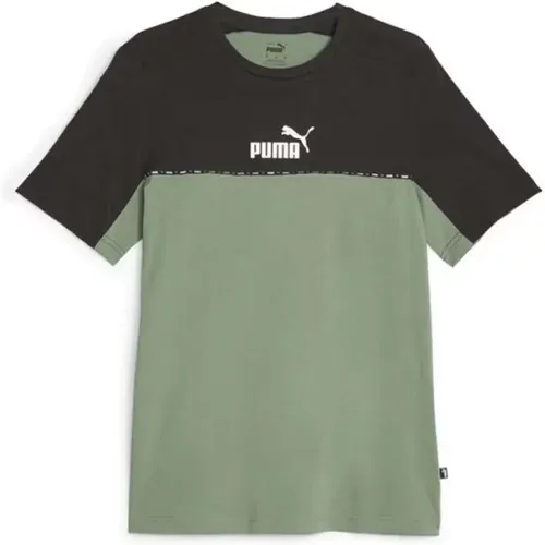 Essentials Block X Tape T-shirt , Herren, Größe: S - Puma - Modalova