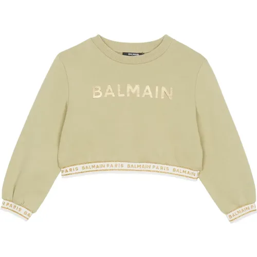 Crop-Sweatshirt mit Elastik Balmain - Balmain - Modalova