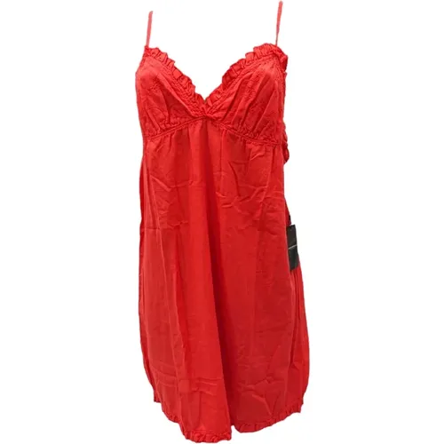 Einfarbiges Kleid mit gerafftem Ausschnitt , Damen, Größe: L - Emporio Armani - Modalova