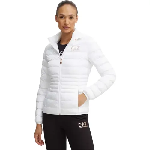 Leichte Gesteppte Weiße Jacke , Damen, Größe: L - Emporio Armani EA7 - Modalova