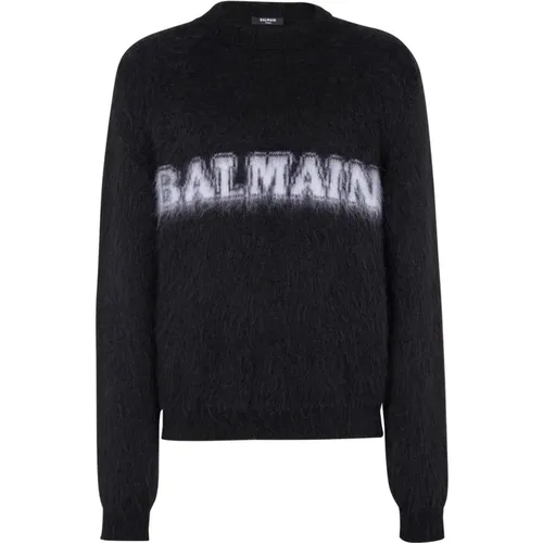 Retro jumper in brushed mohair , male, Sizes: L, M, S - Balmain - Modalova