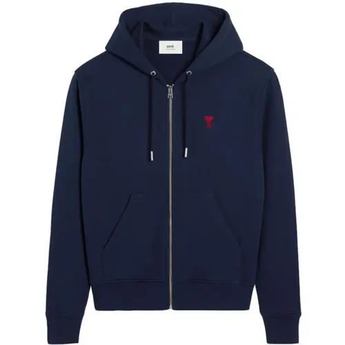 Cotton Hoodie with Monogram Motif , male, Sizes: L - Ami Paris - Modalova