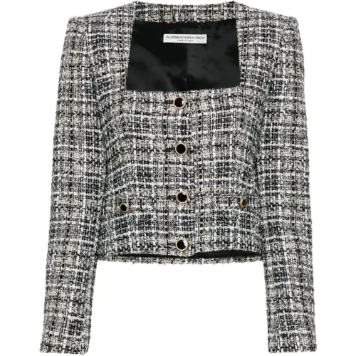 Square Neck Tweed Jacket , female, Sizes: XS, 2XS - Alessandra Rich - Modalova