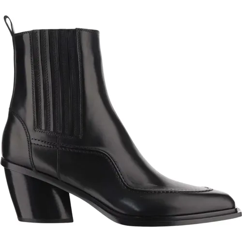 Schwarze Leder Cowboy Ankle Boots , Damen, Größe: 40 1/2 EU - Sartore - Modalova