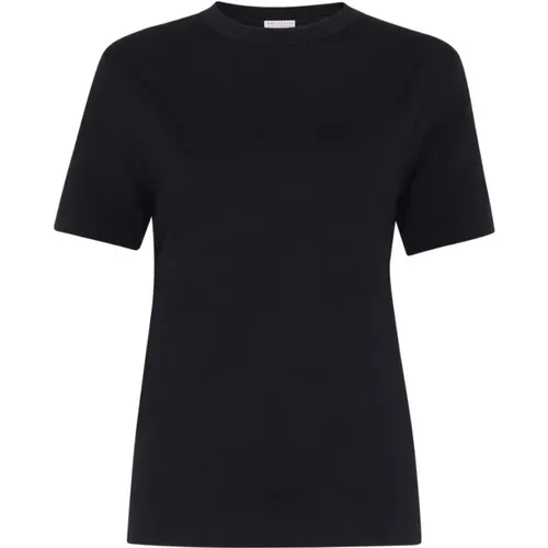 Schwarzes Baumwoll-Monili-Ketten-T-Shirt , Damen, Größe: XS - BRUNELLO CUCINELLI - Modalova