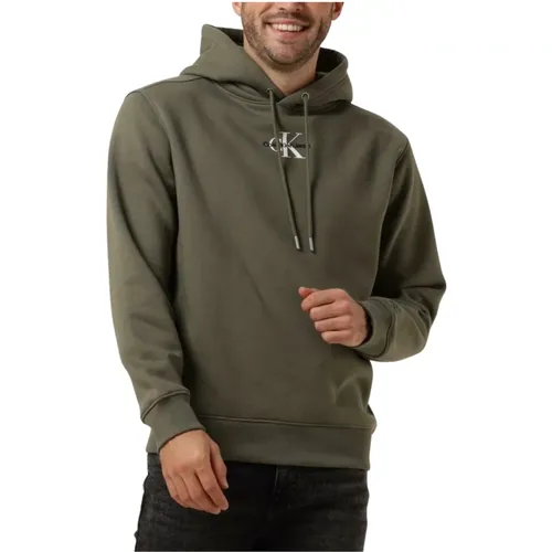 Oliven Monologo Hoodie , Herren, Größe: 2XL - Calvin Klein - Modalova