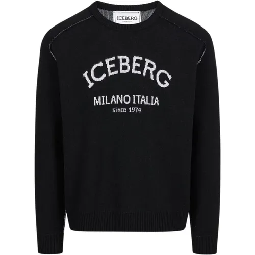 Rundhalspullover mit Logo , Herren, Größe: 2XL - Iceberg - Modalova