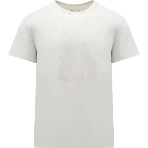 Baumwoll T-Shirt mit Besticktem Logo , Herren, Größe: L - Maison Margiela - Modalova