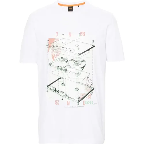 Baumwoll Tee-Cassette T-shirt , Herren, Größe: 2XL - Hugo Boss - Modalova