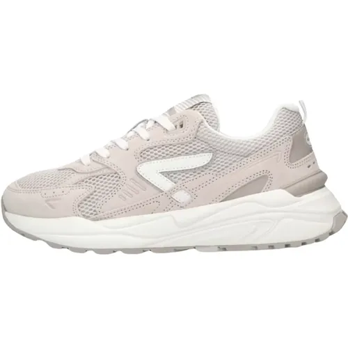 Beige Low-Top Sneakers Grid-W , Damen, Größe: 37 EU - Hub - Modalova