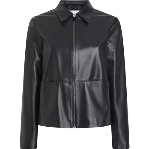 Schwarze Lederjacke für Damen , Damen, Größe: XS - Calvin Klein - Modalova