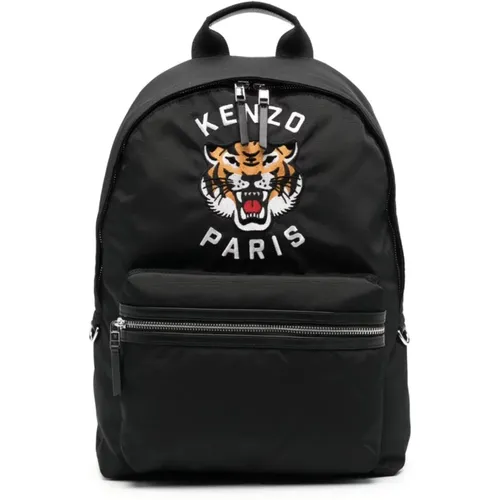 Rucksack mit Tiger-Motiv und Front-Reißverschluss , Herren, Größe: ONE Size - Kenzo - Modalova