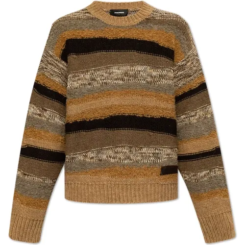 Gestreifter Muster Pullover , Herren, Größe: L - Dsquared2 - Modalova