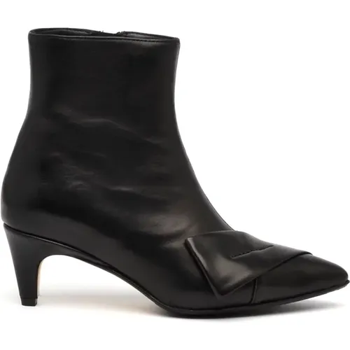 Schwarzer Leder Stiefelette mit 4cm Absatz , Damen, Größe: 39 EU - L'ARIANNA - Modalova