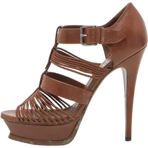 Pre-owned Leather sandals , female, Sizes: 6 1/2 UK - Yves Saint Laurent Vintage - Modalova