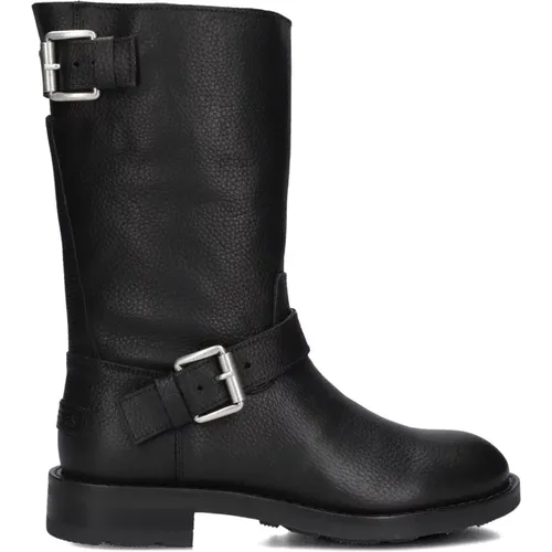 Schwarze Leder Damenstiefel Alyd Mia , Damen, Größe: 39 EU - Shabbies - Modalova