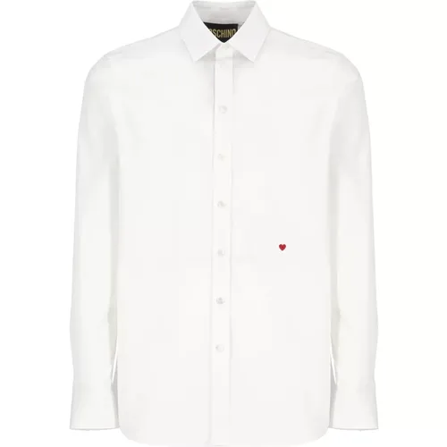 Weißes Baumwollhemd mit Kragen , Herren, Größe: L - Moschino - Modalova