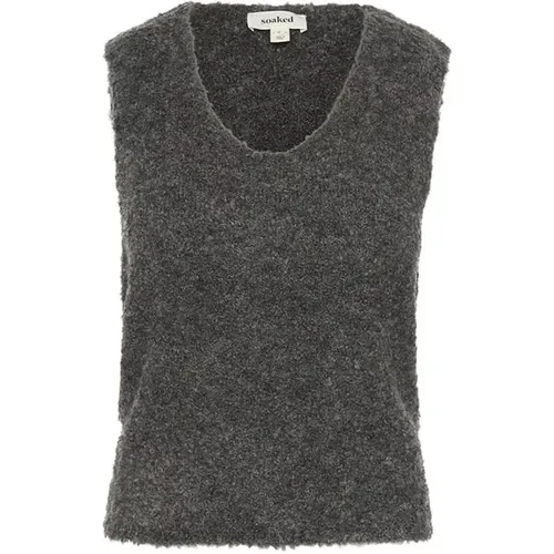 Grey Melange Knit Vest Slvenessa Style , female, Sizes: XS, 2XL, XL, M, S, L - Soaked in Luxury - Modalova