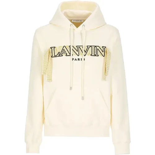 Cotton Logo Sweatshirt with Drawstring Hood , male, Sizes: M, XL, L - Lanvin - Modalova