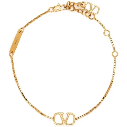 Golden VLogo Signature Bracelet , male, Sizes: ONE SIZE - Valentino Garavani - Modalova