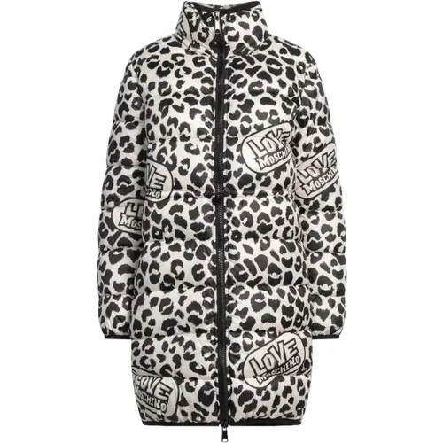 Leopardenmuster Lange Daunenjacke - Love Moschino - Modalova