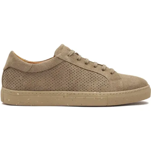 Taupe Sneaker mit Perforationen im Obermaterial , Herren, Größe: 42 EU - Kazar - Modalova