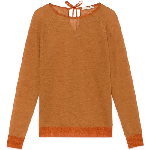 Leinensweater mit Spitzen-Details , Damen, Größe: L - Maliparmi - Modalova