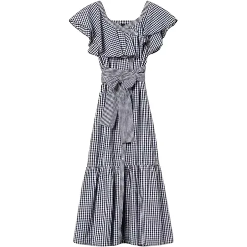 Long Vichy Dress with Ruffles , female, Sizes: S, M - Twinset - Modalova