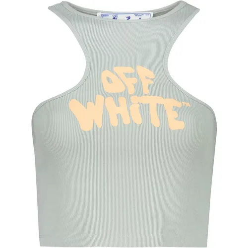 Vintage Logo Crop Top , Damen, Größe: XS - Off White - Modalova