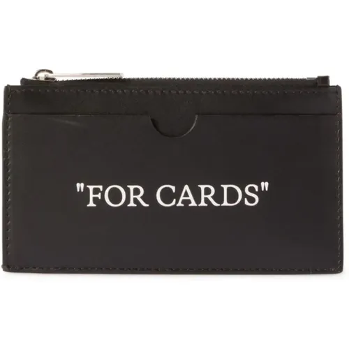 Schwarze Lederbrieftasche mit Kartenfächern , Herren, Größe: ONE Size - Off White - Modalova