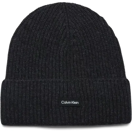 Wool and Cotton Logo Patch Hat , male, Sizes: ONE SIZE - Calvin Klein - Modalova