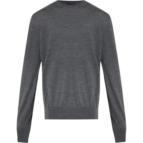 Grey Fern Wool Knit Sweater , male, Sizes: S, XL, M - Dsquared2 - Modalova