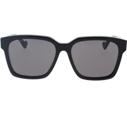 Schwarze Graue Quadratische Sonnenbrille , Damen, Größe: 57 MM - Gucci - Modalova