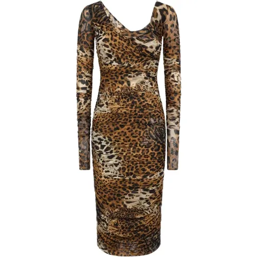 Stretch-Leopardenmuster-Kleid - Roberto Cavalli - Modalova