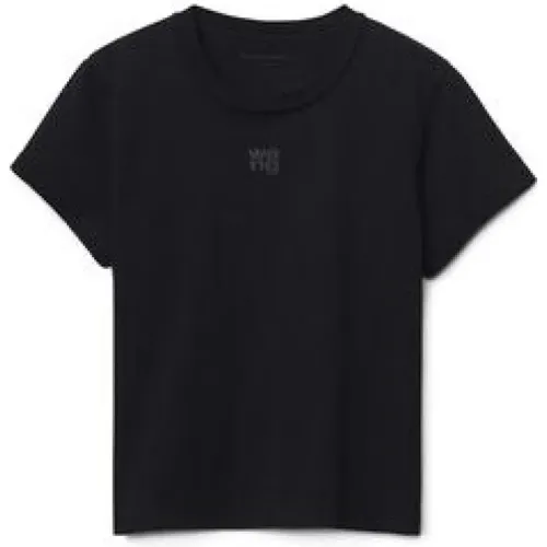 Shrunken Tee with Logo Print , female, Sizes: XS - alexander wang - Modalova