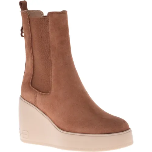 Ankle boots in leather suede with elastic , Damen, Größe: 37 1/2 EU - Baldinini - Modalova