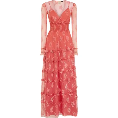 Lace Dress with Ruffles , female, Sizes: S, 2XS - pinko - Modalova