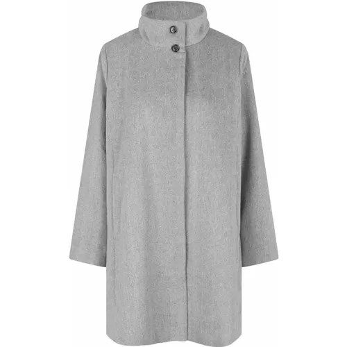 Eleganter Grauer Melange Mantel , Damen, Größe: 2XL - Masai - Modalova