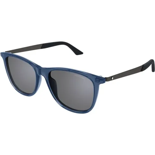 Silver Sunglasses Mb0330S 003 , male, Sizes: 56 MM - Montblanc - Modalova