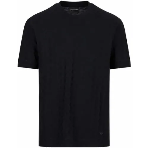 Rundhals Jacquard T-Shirt , Herren, Größe: L - Armani - Modalova