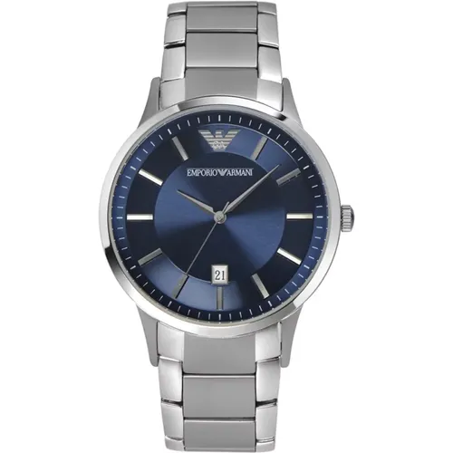 Renato Ar2477 - Blue Dial Stainless Steel Watch , unisex, Sizes: ONE SIZE - Emporio Armani - Modalova