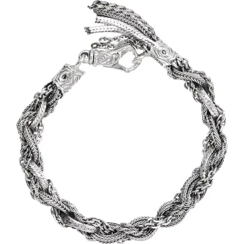 Silver Foxtail Chain Bracelet , unisex, Sizes: M, L - Emanuele Bicocchi - Modalova
