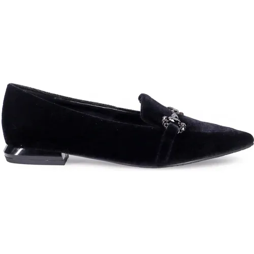 Glamorous Velvet Flat Shoes , female, Sizes: 6 UK - Tosca Blu - Modalova