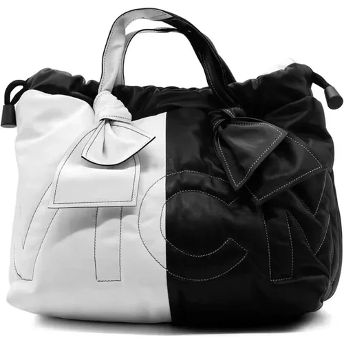 Zweifarbiger Midi Shopper in Weiß/Schwarz , Damen, Größe: ONE Size - Vic Matié - Modalova