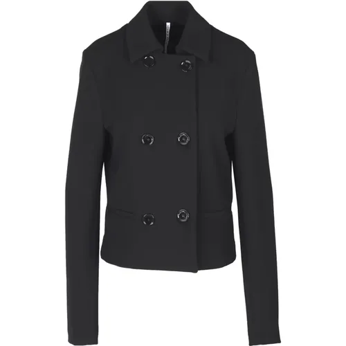 Double-breasted crepe jacket with pointed collar , female, Sizes: M, S - Liviana Conti - Modalova