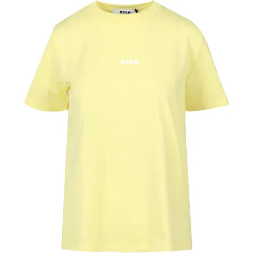 Gelbes Baumwoll Logo T-shirt , Damen, Größe: M - MSGM - Modalova