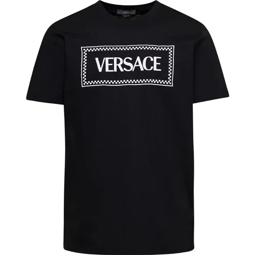 Vintage Logo Schwarze T-shirts und Polos , Herren, Größe: 2XL - Versace - Modalova